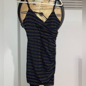 Cosmopolitan cobalt and gold striped dress size medium